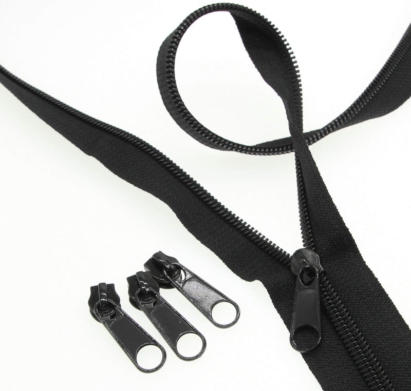 Leekayer #3 Black Nylon Coil Zippers by The Yards Bulk 10 Yards with 25pcs Sliders for DIY Tailor Sewing Craft,Bag,Luggage,Dress,Sofa Cushion,Pillow(Black) - Image 4